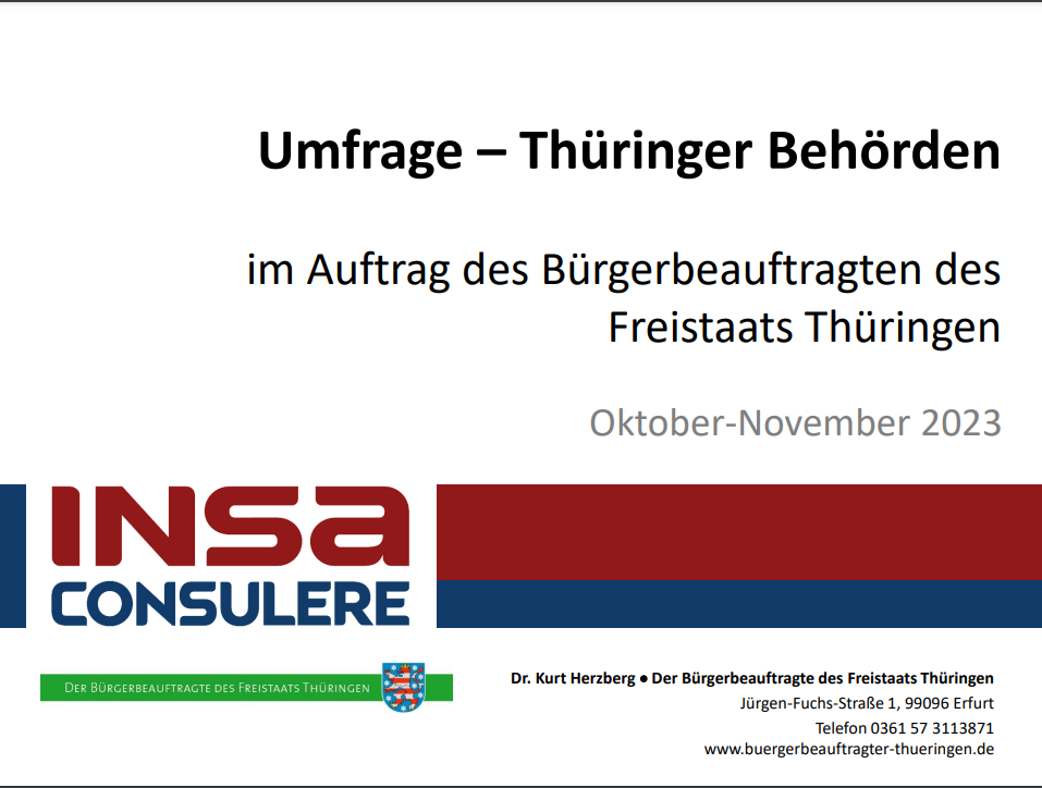 Titelblatt Umfrage mit Titel Befragung in Thüringen